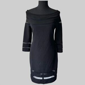 Joseph  Ribkoff Boat Neck Sheath Dress with Mesh Inserts